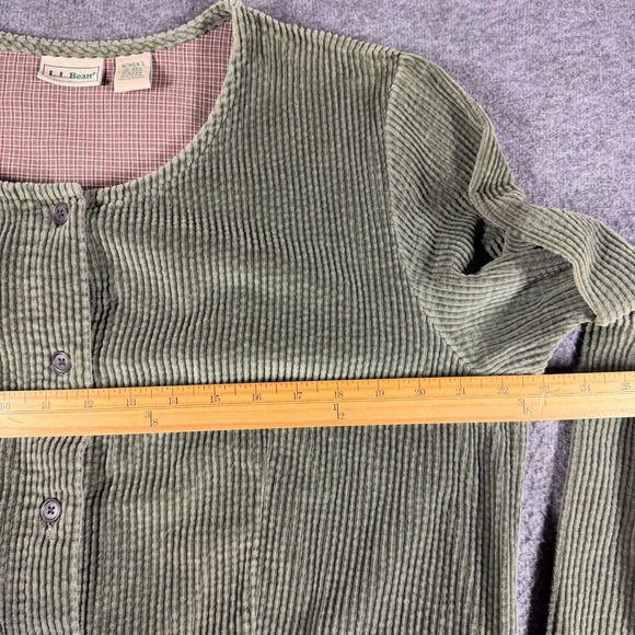 Vintage L.L. Bean Wide Wale Corduroy Button Dress Womens 18 Green cottagecore - Picture 5 of 9